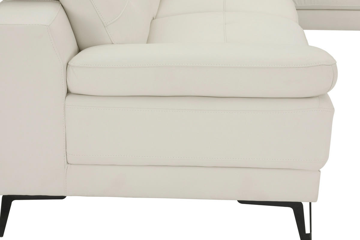 ECKSOFA Weiß Echtleder  - Schwarz/Weiß, MODERN, Leder/Metall (287/224cm) - MID.YOU
