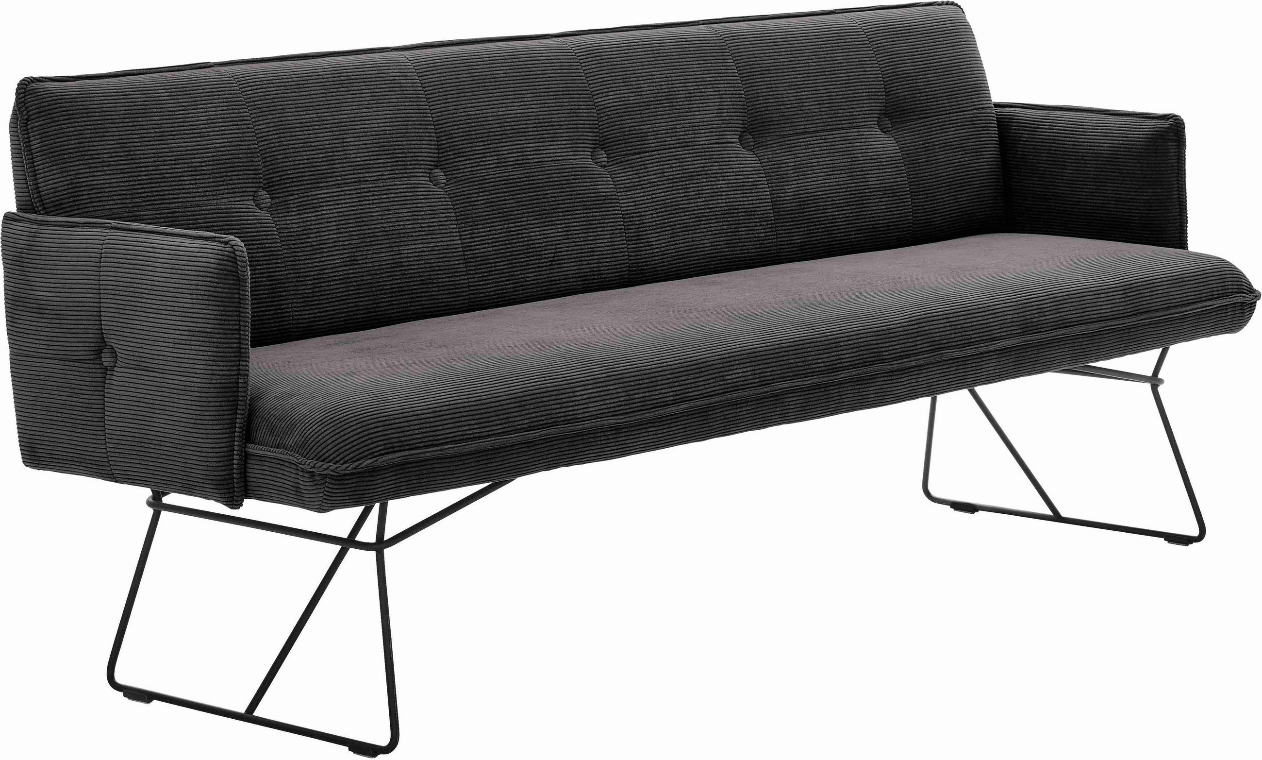 SITZBANK 212/89/70 cm Feincord Mokka Metall  - Schwarz/Mokka, Design, Textil/Metall (212/89/70cm) - Pure Home Lifestyle