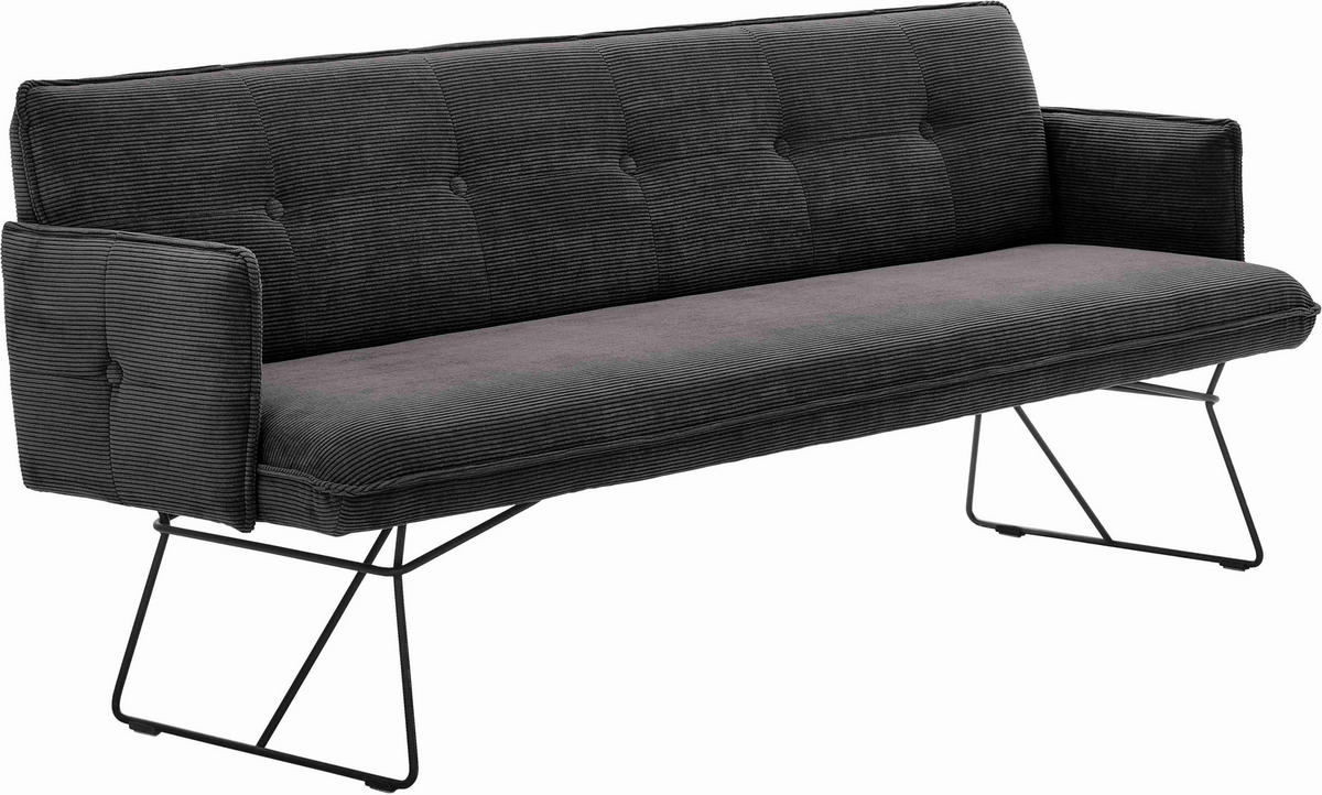 SITZBANK in Textil Mokka  - Schwarz/Mokka, Design, Textil/Metall (212/89/70cm) - Pure Home Lifestyle