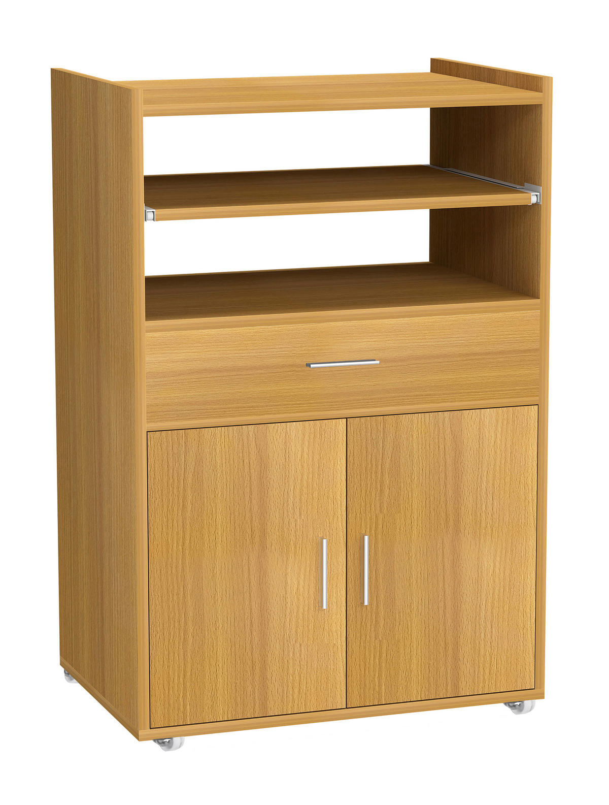 SERVIERWAGEN in Buchefarben  - Silberfarben/Buchefarben, Basics, Holzwerkstoff/Kunststoff (59/92/40cm) - MID.YOU
