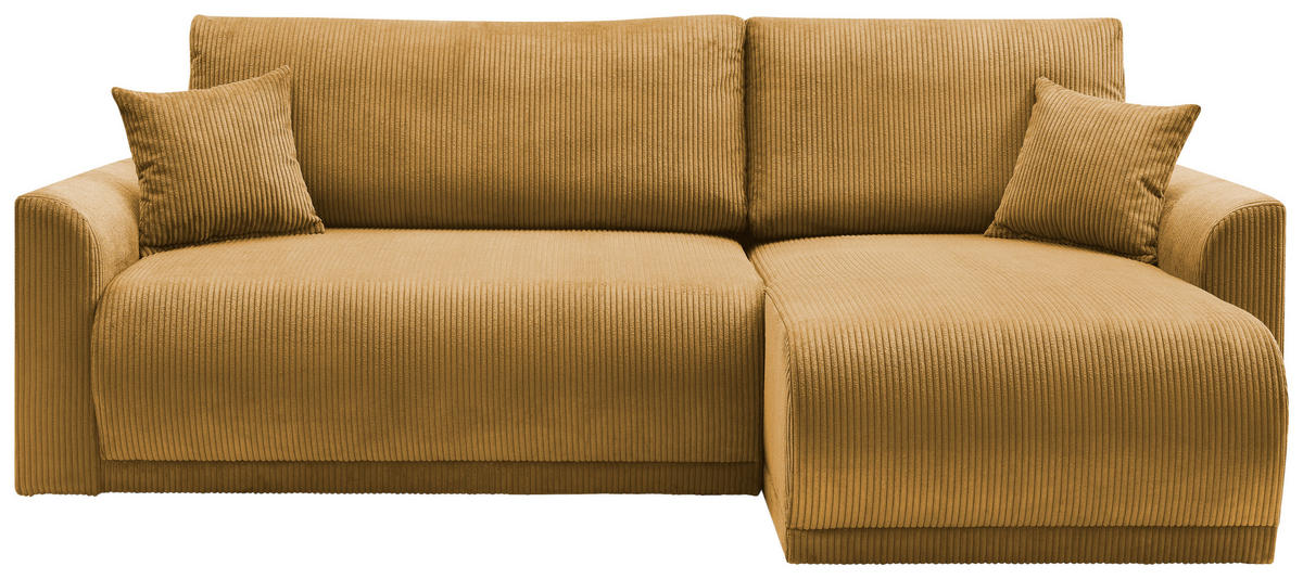 ECKSOFA KIMMY Gelb Cord Zierkissen, Rückenkissen, Bettkasten  - Gelb/Schwarz, Design, Kunststoff/Textil (233/146cm) - P & B