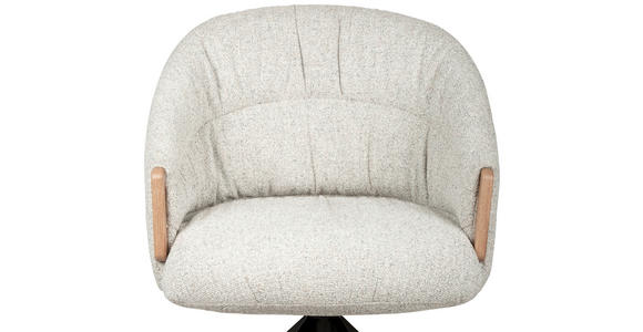 ARMLEHNSTUHL  Sitzfläche 360° drehbar, automatische Rückholfunktion Leinenoptik  - Beige/Schwarz, Design, Holz/Textil (61/84/62cm) - Valnatura