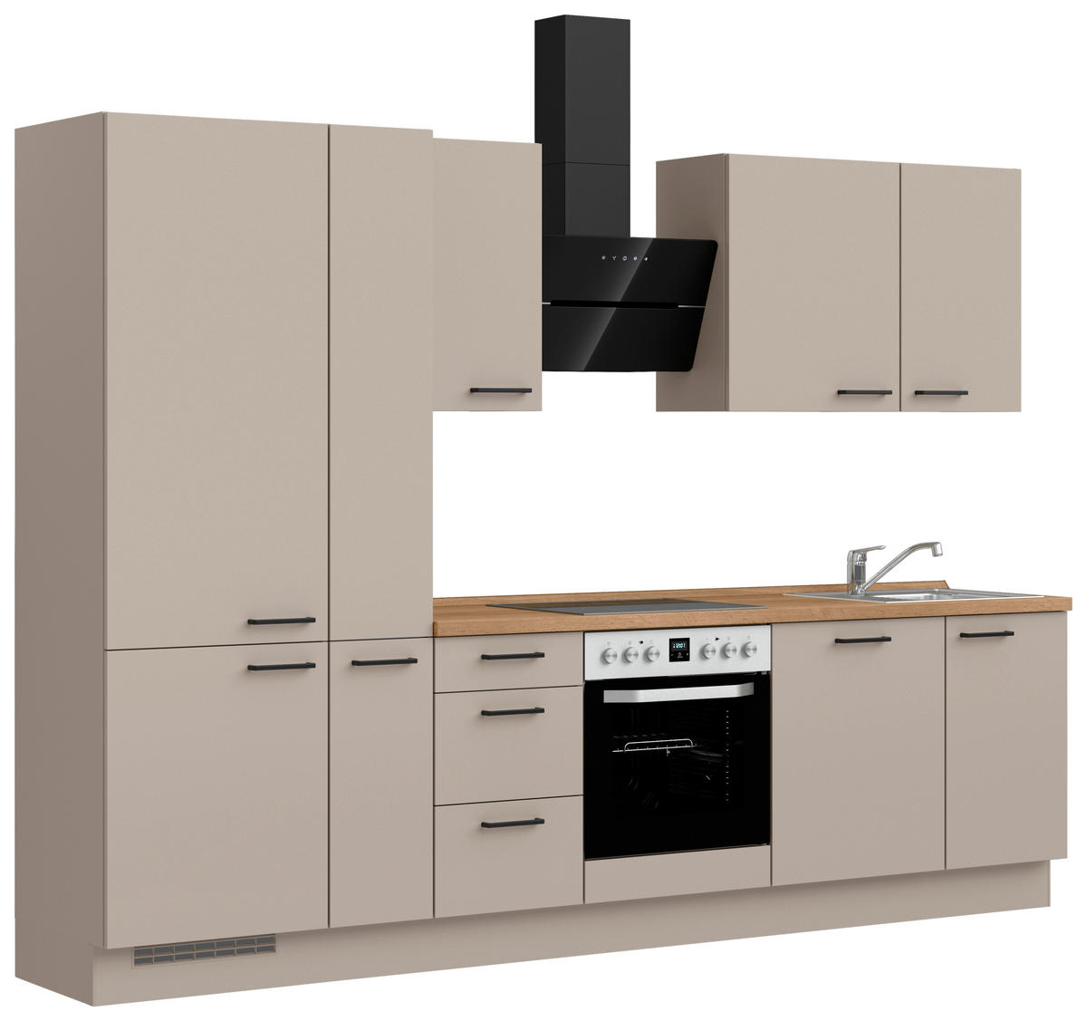 KÜCHENBLOCK Easytouch 300 cm  in Eichefarben, Sandfarben  - Sandfarben/Eichefarben, MODERN, Holzwerkstoff/Metall (300cm) - Nobilia