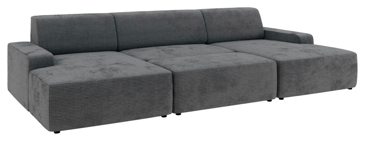 HOCKER in Textil Dunkelgrau  - Dunkelgrau/Schwarz, Modern, Kunststoff/Textil (112/44/66cm) - Trendmanufaktur