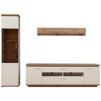 WOHNWAND  in Weiss, Eichefarben 270/208/50 cm  - Weiss/Eichefarben, Design, Glas/Holzwerkstoff (270/208/50cm) - Livetastic