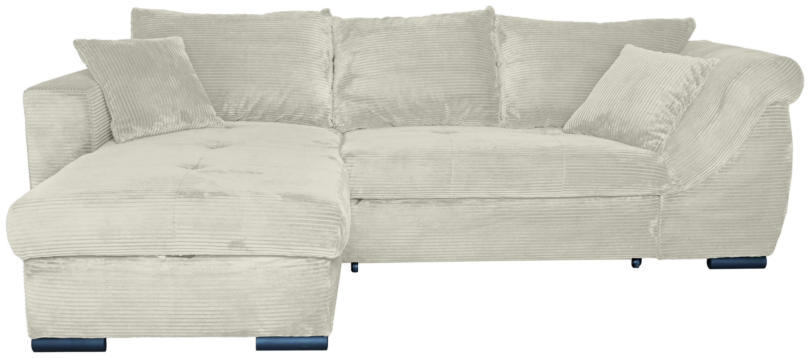 ECKSOFA Creme Cord  - Creme/Schwarz, KONVENTIONELL, Textil/Metall (168/258cm) - Carryhome