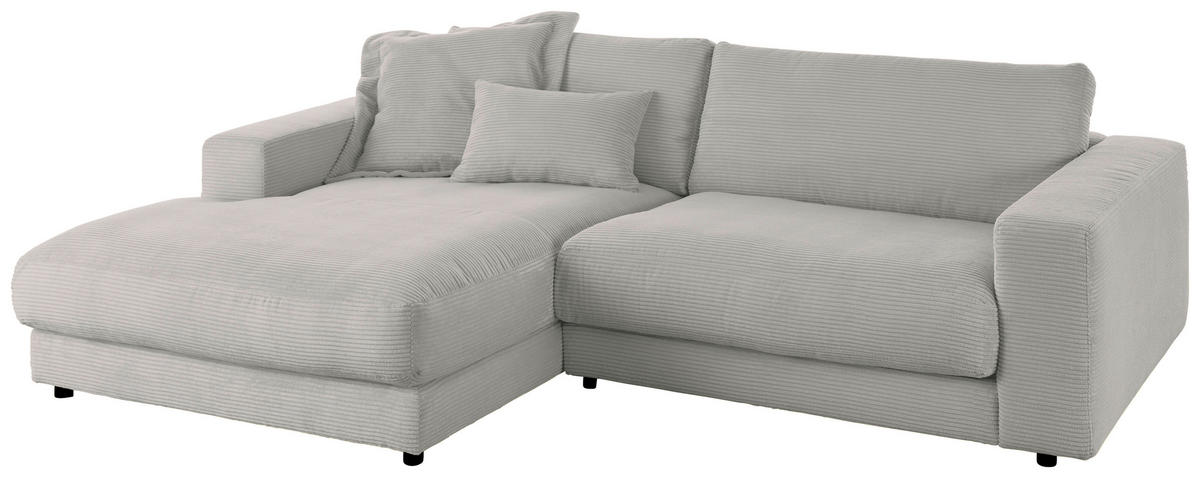 ECKSOFA in Cord Greige  190/270 cm  - Greige/Schwarz, Design, Kunststoff/Textil (190/270cm) - Lomoco