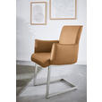 ARMLEHNSTUHL  in Stahl Mikrofaser  - Edelstahlfarben/Cognac, Design, Holzwerkstoff/Textil (63/91/60cm) - Dieter Knoll