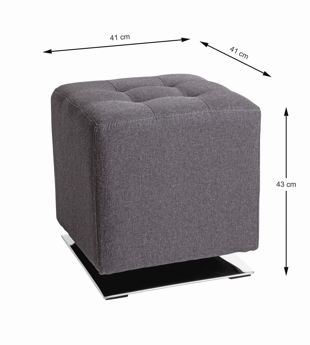 HOCKER Flachgewebe Anthrazit  - Chromfarben/Anthrazit, MODERN, Textil/Metall (41/43/41cm)