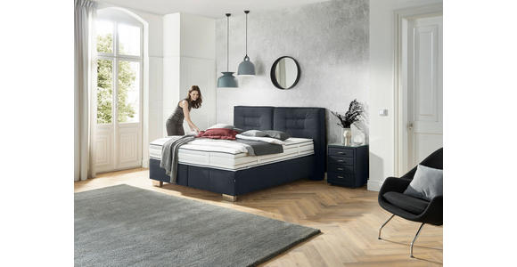BOXSPRINGBETT 200/200 cm  in Dunkelblau  - Chromfarben/Dunkelblau, KONVENTIONELL, Textil (200/200cm) - Dieter Knoll