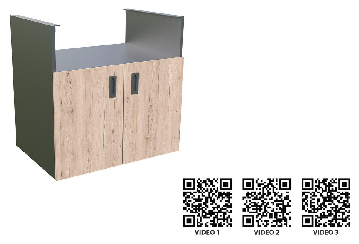 OUTDOORKÜCHENUNTERSCHRANK - Eichefarben/Anthrazit, Basics, Metall (90/92/63cm) - Modante