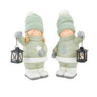 OKRASNA FIGURA OTROKA - siva/zelena, Trendi, kamen/kovina (24/39,5/19cm) - X-Mas