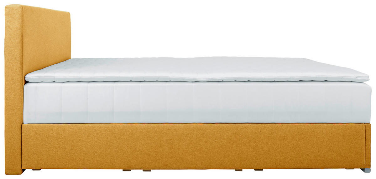 BOXBETT 90/200 cm  in Currygelb  - Chromfarben/Currygelb, KONVENTIONELL, Kunststoff/Textil (90/200cm) - Carryhome