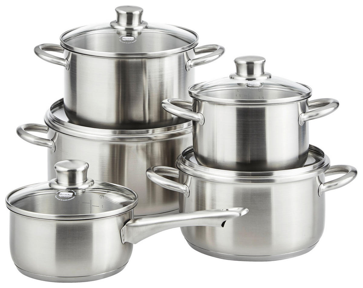 KOCHTOPFSET Lumina 5-teilig  - Basics, Glas/Metall (490/290/260cm) - Berndes