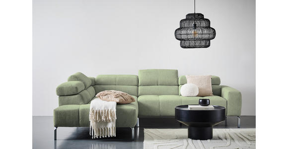 ECKSOFA  in Flachgewebe Olivgrün  224/282 cm  - Chromfarben/Olivgrün, KONVENTIONELL, Textil/Metall (224/282cm) - Hom`in