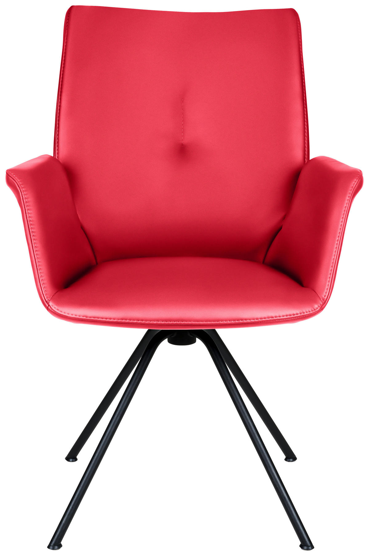 ARMLEHNSTUHL  in Stahl Echtleder pigmentiert  - Rot/Schwarz, Design, Leder/Metall (65/91/63cm) - Dieter Knoll