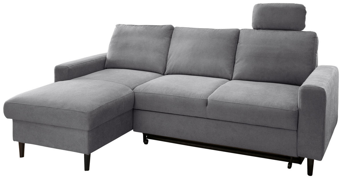 ECKSCHLAFSOFA Chenille Dunkelgrau  - Dunkelgrau/Schwarz, MODERN, Holz/Textil (147/234cm) - Livetastic