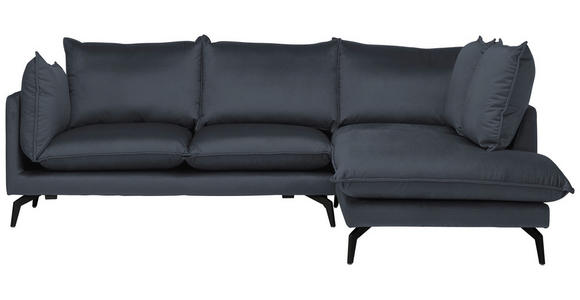ECKSOFA  in Samt Anthrazit  241/200 cm  - Anthrazit/Schwarz, Design, Textil/Metall (241/200cm) - Carryhome