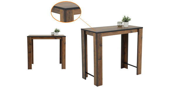 BARTISCH rechteckig Schwarz, Dunkelbraun - Dunkelbraun/Schwarz, MODERN, Holzwerkstoff/Metall (120/58/108cm) - Carryhome