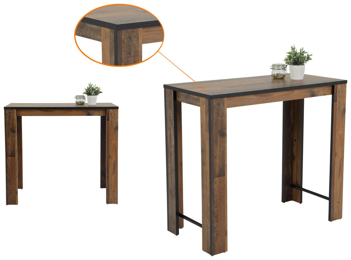 BARTISCH rechteckig Schwarz, Dunkelbraun  - Dunkelbraun/Schwarz, MODERN, Holzwerkstoff/Metall (120/58/108cm) - Carryhome