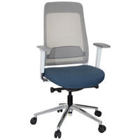 DREHSTUHL Netzbespannung, Flachgewebe Blau, Grau, Weiß  - Blau/Weiß, MODERN, Kunststoff/Textil (67/118/63cm) - MID.YOU