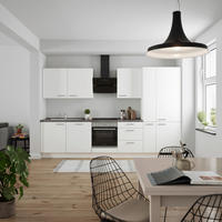 KÜCHENLEERBLOCK 330 cm   Grau, Weiss  - Weiss/Edelstahlfarben, Modern, Holzwerkstoff/Metall (330cm) - Nobilia