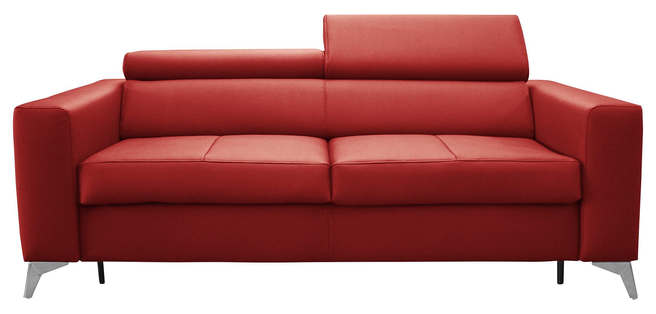 SCHLAFSOFA Rot Echtleder Lederlook - Silberfarben/Rot, Design, Leder/Textil (206/95/101cm) - Livetastic