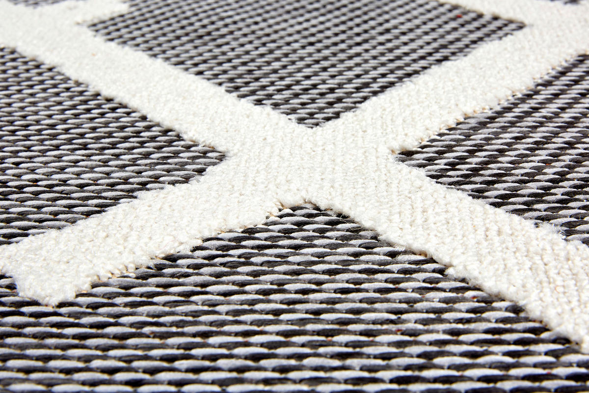 OUTDOORTEPPICH  für Terrasse und Balkon 120/170 cm Serina Grau, Weiß  - Weiß/Grau, Basics, Kunststoff (120/170cm) - Astra
