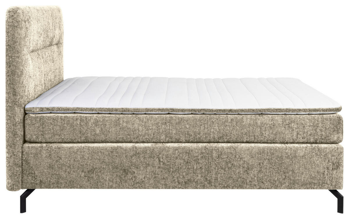 BOXSPRINGBETT 140/200 cm  in Hellbraun  - Hellbraun/Schwarz, Design, Textil/Metall (140/200cm) - Esposa