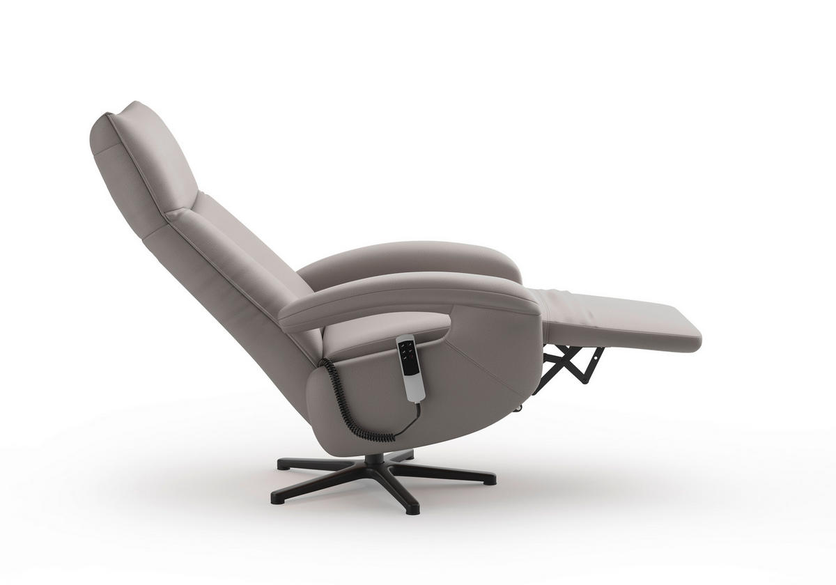 SESSEL in Echtleder Hellgrau  - Hellgrau/Schwarz, Konventionell, Leder/Metall (74/112/82cm) - Sit & More