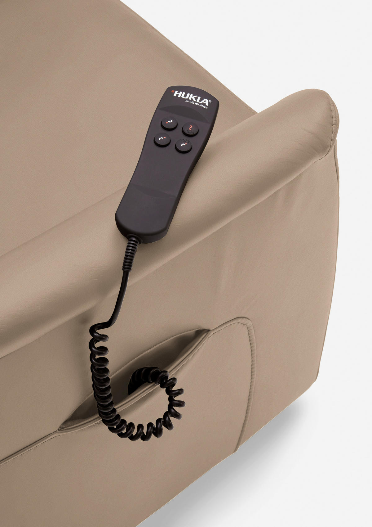 FERNSEHSESSEL Valdera  mit Relaxfunktion, Aufstehhilfe, Rücken echt Echtleder Sandfarben  - Sandfarben/Schwarz, KONVENTIONELL, Leder/Kunststoff (70/107/88cm) - Livetastic