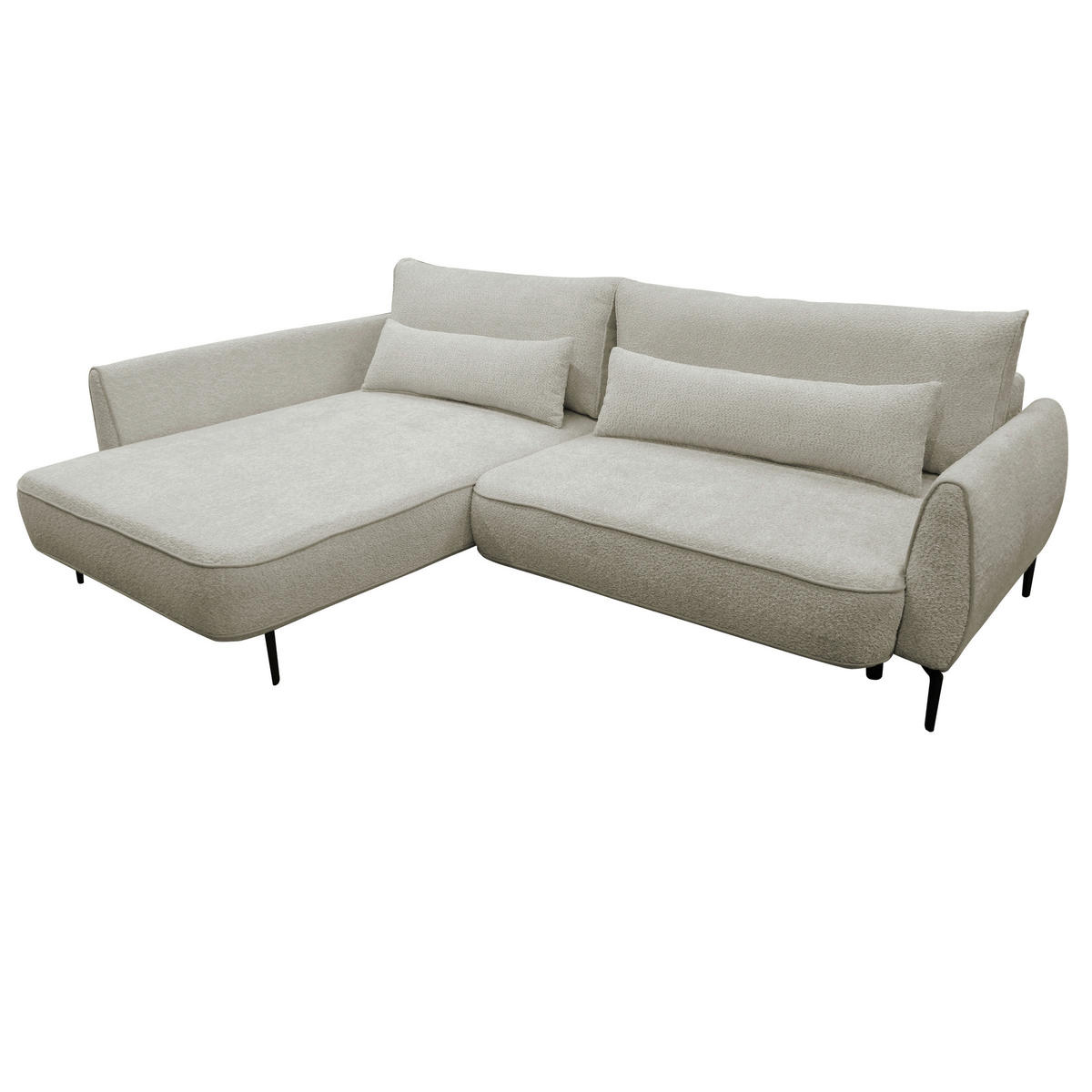 ECKSOFA Creme Bouclé  - Creme/Schwarz, Design, Textil/Metall (204/273cm) - MID.YOU