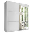 SCHWEBETÜRENSCHRANK  in Weiß  - Alufarben/Weiß, KONVENTIONELL, Glas/Holzwerkstoff (200/222/68cm) - Moderano