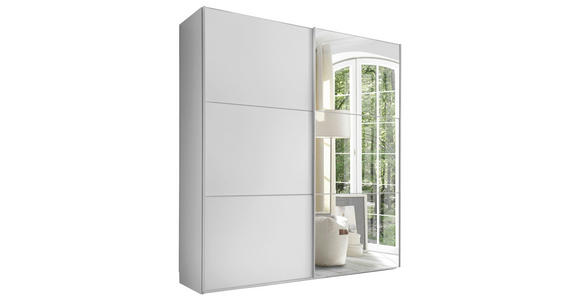 SCHWEBETÜRENSCHRANK  in Weiß  - Alufarben/Weiß, KONVENTIONELL, Glas/Holzwerkstoff (200/222/68cm) - Moderano