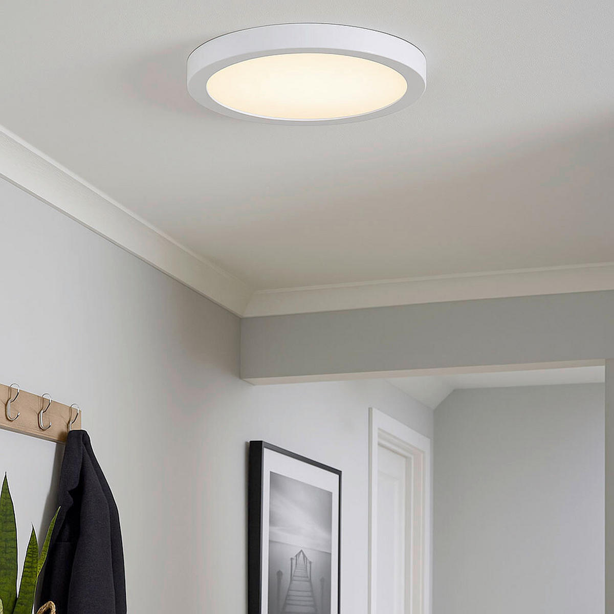 AUFBAULEUCHTE 30/3,2 cm   - Weiß, Design, Kunststoff/Metall (30/3,2cm) - Globo