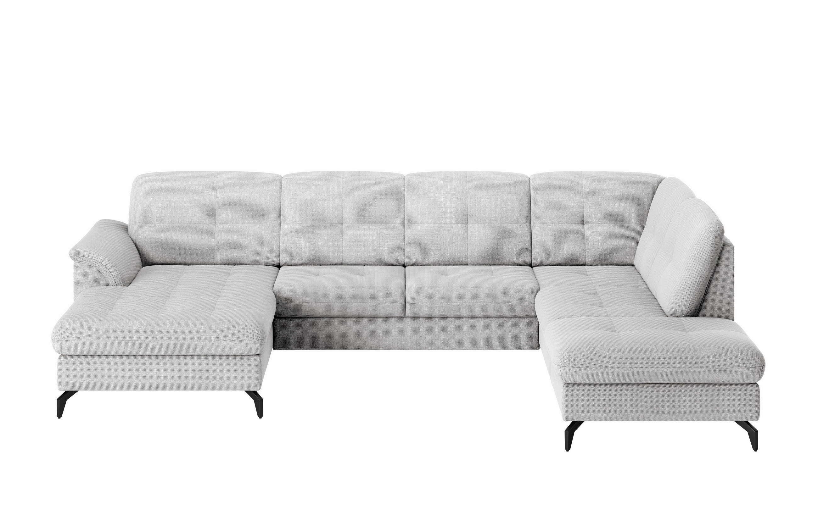 WOHNLANDSCHAFT in Flachgewebe Silberfarben  - Silberfarben/Schwarz, MODERN, Textil/Metall (164/319/212cm) - Sit & More