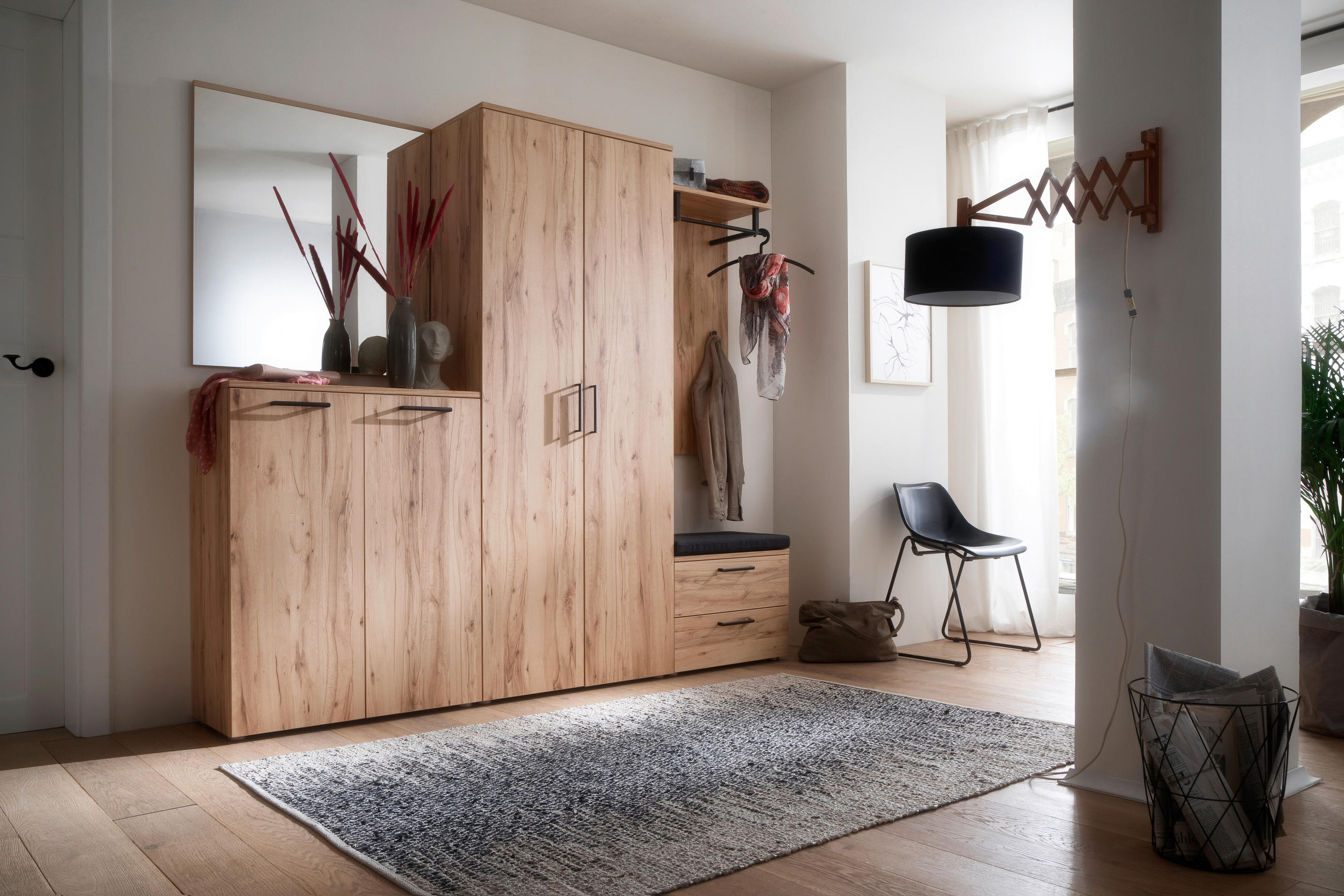 GARDEROBE 6-teilig  in 220/200/38 cm  - Buchefarben, KONVENTIONELL, Holzwerkstoff (220/200/38cm) - Moderano