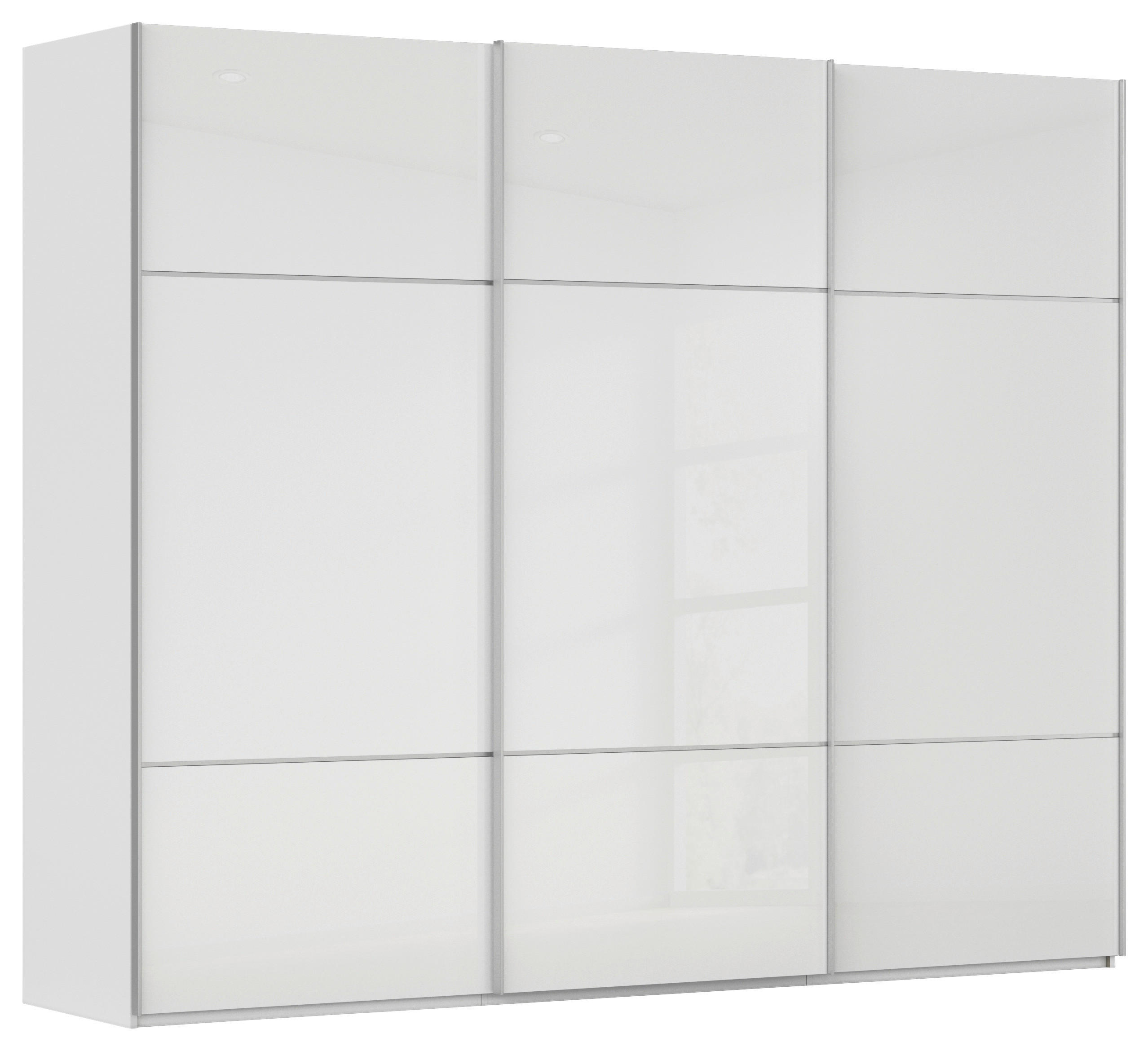 SCHWEBETÜRENSCHRANK Weiss  - Weiss/Alufarben, Konventionell, Glas/Holzwerkstoff (242/223/68cm) - Novel