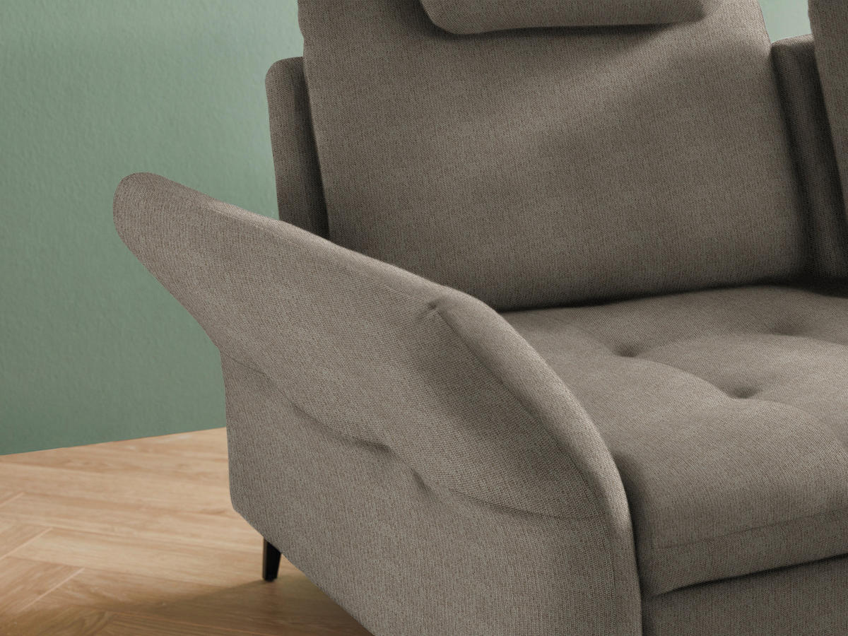 ECKSOFA Greige Chenille  - Greige/Schwarz, Natur, Textil/Metall (288/233cm) - Valnatura