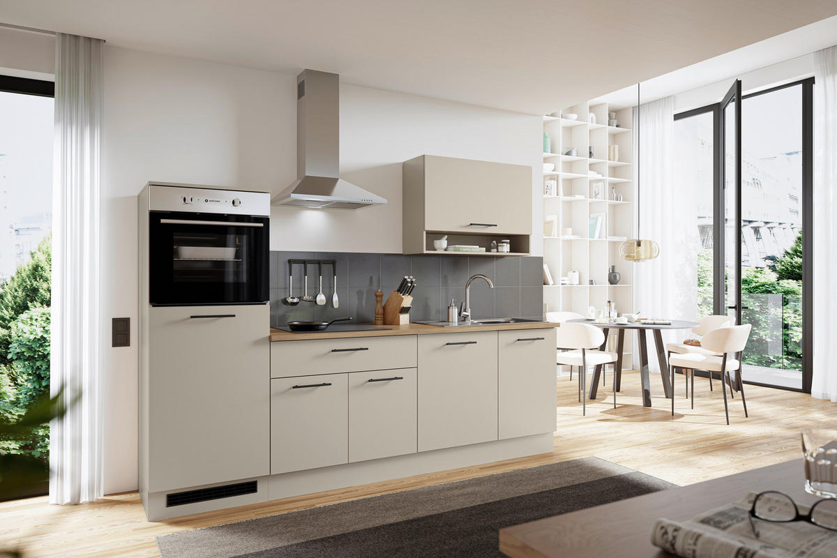 KÜCHENLEERBLOCK 260 cm   in Grau  - Eichefarben/Schwarz, Basics, Holzwerkstoff/Metall (260cm) - MID.YOU