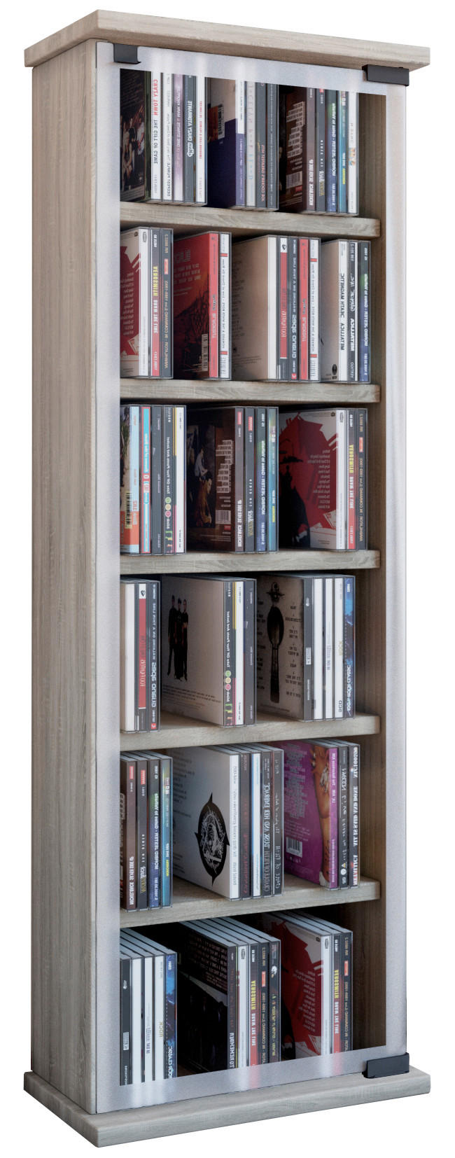 CD-REGAL - Eichefarben, Konventionell, Glas/Holzwerkstoff (31/92/18cm) - MID.YOU