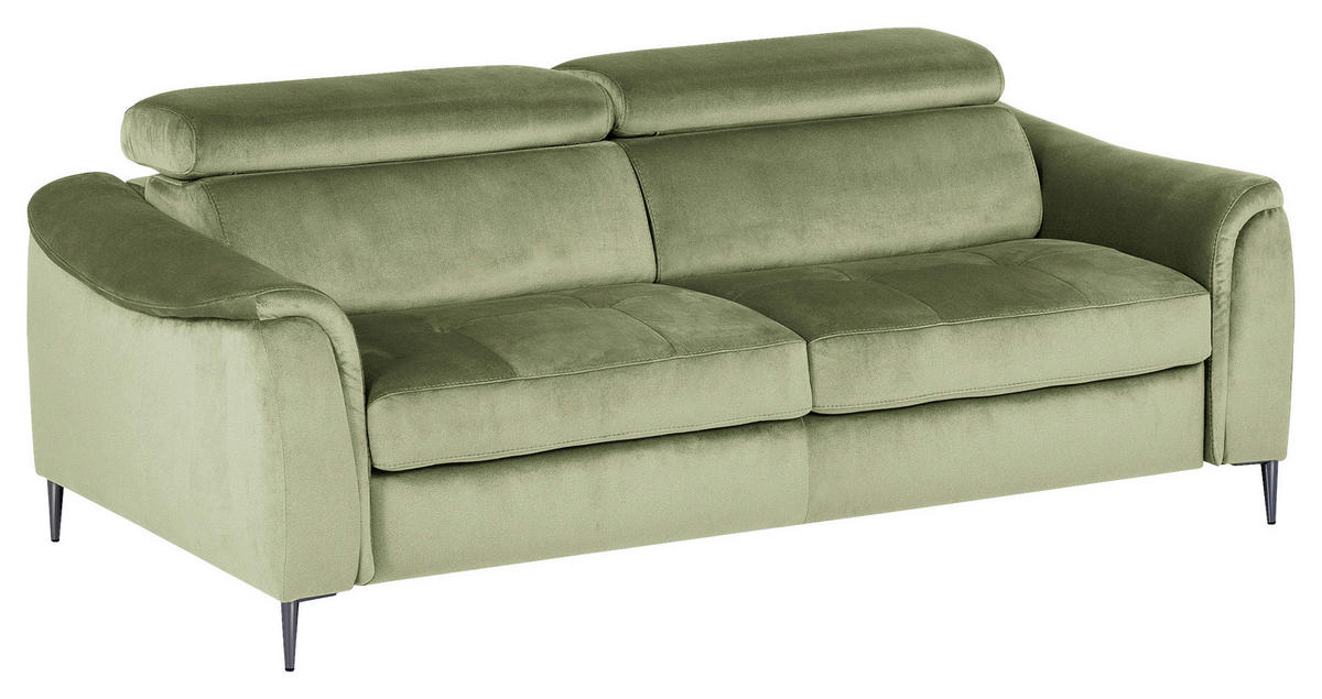 SCHLAFSOFA Samt Hellgrün  - Chromfarben/Hellgrün, Design, Textil/Metall (203/77-98/103cm) - MID.YOU