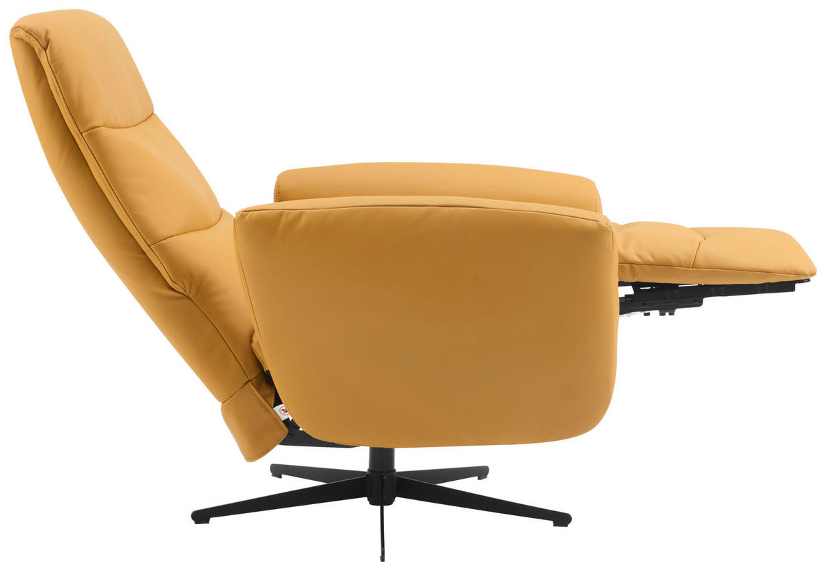RELAKS FOTELJA tekstil, koža  žuta   - žuta/crna, Design, koža/tekstil (76/112/80cm) - Livetastic