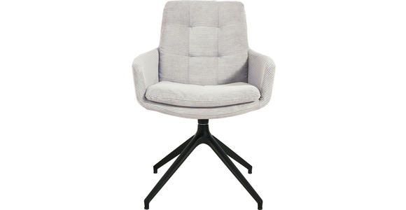 ARMLEHNSTUHL  Stoffauswahl, Typenauswahl, Sitzfläche 360° drehbar, Gestellauswahl Cord  - Hellgrau/Schwarz, Design, Textil/Metall (63/90/69cm) - Johann Jakob