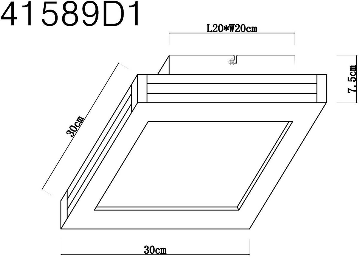 LED SVJETILJKA STROPNA  - bijela/tamno smeđa, Natur, drvni materijal/metal (30/30/7,5cm) - Globo