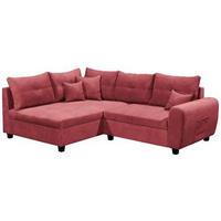 ECKSOFA Beere Mikrovelours  - Beere/Schwarz, Basics, Kunststoff/Textil (176/248cm) - MID.YOU