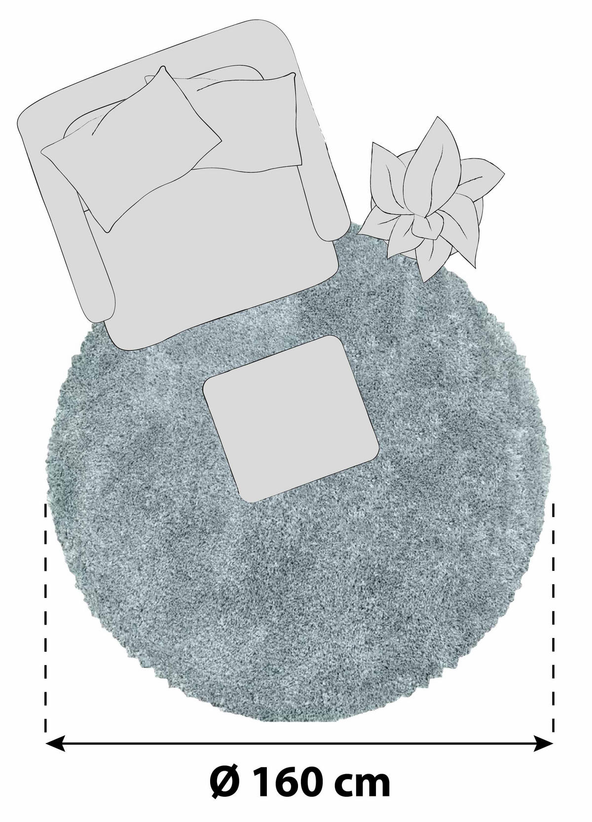 HOCHFLORTEPPICH 160 cm Fluffy 3500 Blau Blau  - Blau, Basics, Textil (160cm)