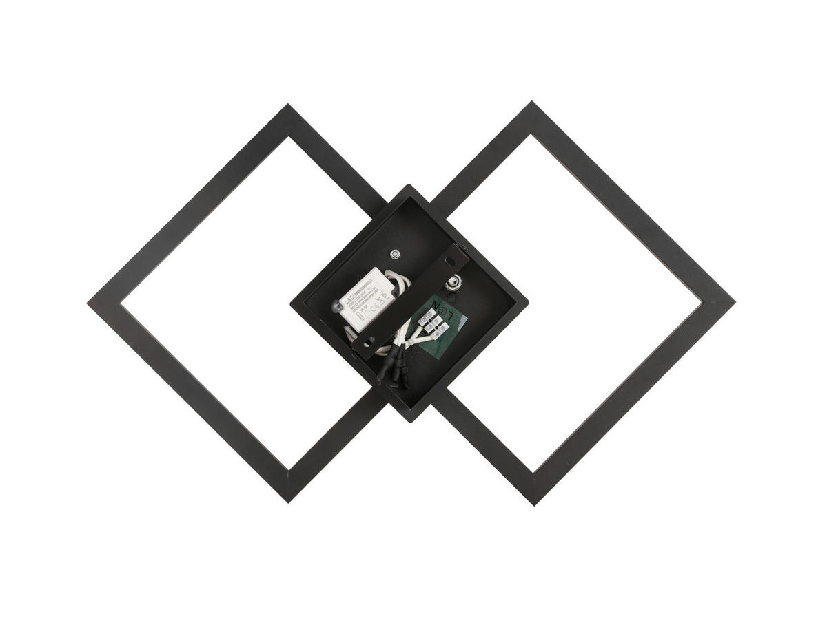 LED MENNYEZETI LÁMPA - fekete, Basics, műanyag/fém (57,5/35,8/8cm) - Novel