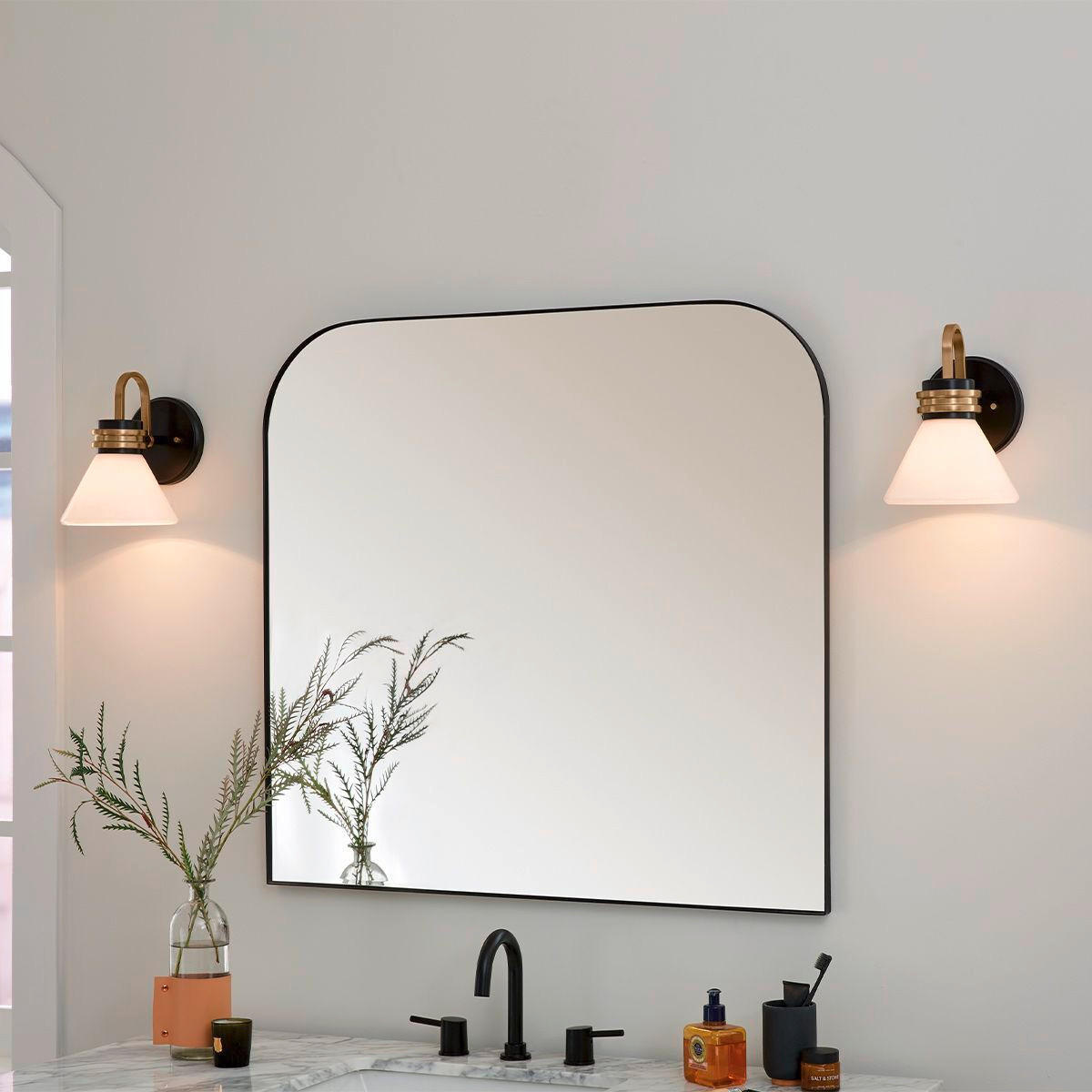 BADEZIMMER-WANDLEUCHTE Masthead   - Champagner/Schwarz, KONVENTIONELL, Glas/Metall (24/17,8/21,5cm) - Elstead Lighting