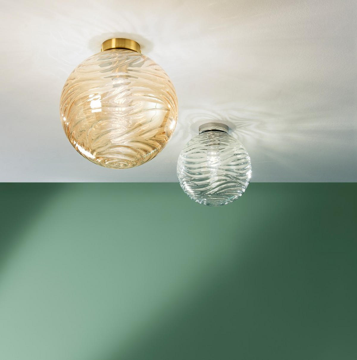 DECKENLEUCHTE Luce Ambiente e Design 30/30 cm   - Goldfarben/Bernsteinfarben, KONVENTIONELL, Glas/Metall (30/30cm)